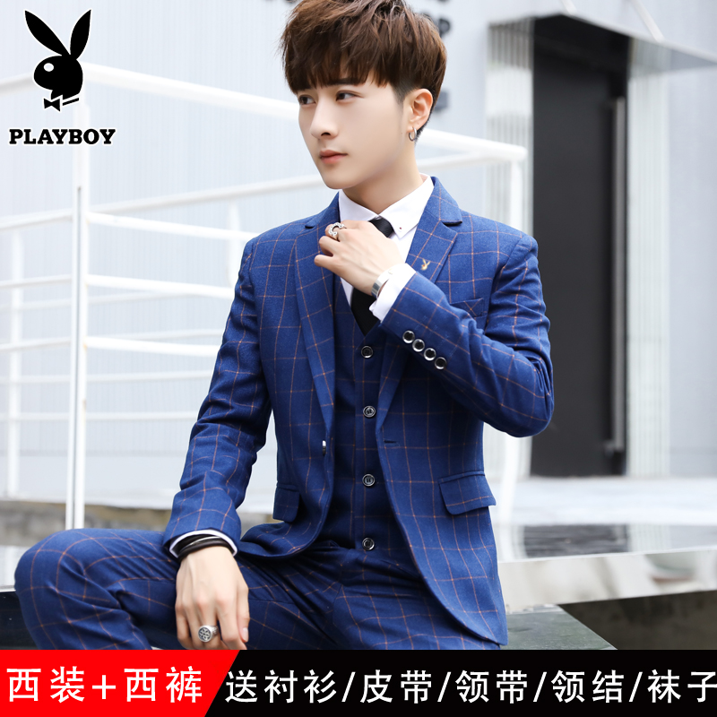 Playboy phù hợp với nam giới thường của bộ đồ phù hợp với ba mảnh Hàn Quốc phiên bản của chú rể cưới váy gió Anh