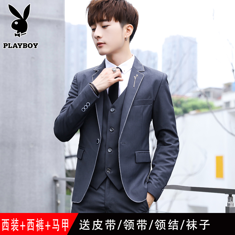 Playboy phù hợp với phù hợp với những người đàn ông mỏng Hàn Quốc phiên bản phù hợp với ba mảnh thiết chú rể thường phù dâu váy cưới triều