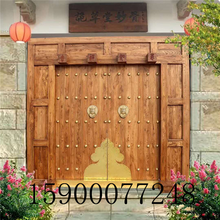 Solid wood mother-in-law door to open door antique villa door rural gate quadrangle courtyard retro door entry door custom-made