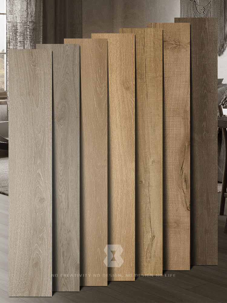 Ecological natural all-ceramic wood grain tiles indoor guest restaurant bedroom non-slip wooden floor tiles interlocking engineering tiles