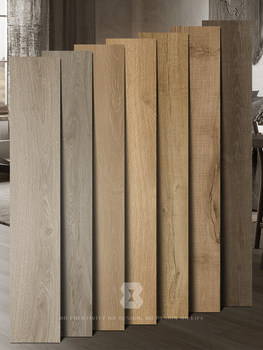 Ecological natural all-ceramic wood grain tiles indoor guest restaurant bedroom non-slip wooden floor tiles interlocking engineering tiles