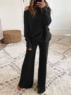 Solid long-sleeve, trousers, set, 2021 collection, Amazon, European style