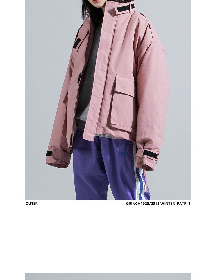 GRINCH1928 AW Nhật Bản thương hiệu Tide cotton ngắn phù hợp với nam và nữ Velcro áo khoác dày áo khoác cardigan