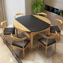 Nordic solid wood dining table and chair combination modern simple restaurant flaming stone telescopic Square small household table
