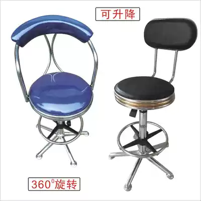 Lifting backrest Bar chair Front desk workbench 360 rotating factory laboratory high-legged wheels Metal stainless steel frame