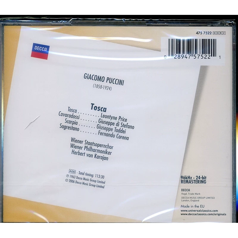 [Midtix аудиовизуальный] Пуччини: Тускa-Карраян оригинальный CD диск, автомобильный CD, импортированный CD для автомобиля