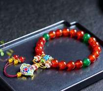 Yanxi Palace 18th son natural red yellow and green agate bracelet rosary beads