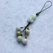 Natural Jade Jade Apple Apple goldfish green bean Guanyin Buddha safe buckle mobile phone chain key chain