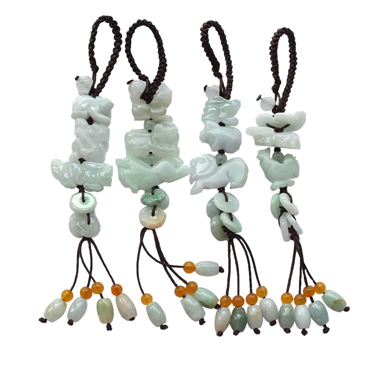 Natural Jade Jade Trinity Zodiac Rat Ox Rabbit Tiger Dragon Snake Horse Sheep Monkey Chicken Dog Pig Pixiu Gourd Mobile Key Chain
