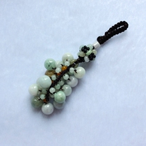 Natural Jade Burmese Jade Little Apple car key chain mobile phone chain key chain bag pendant safe is a blessing