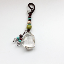 Natural white crystal tea crystal key chain mobile phone chain pendant