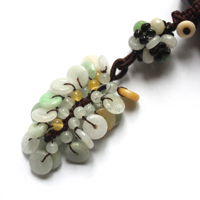Big Sale Natural Jadeite Burmese Jade Peace Pendant Dragon Turtle Leaf Multi-Treasure Mobile Phone Keychain Bag Charm