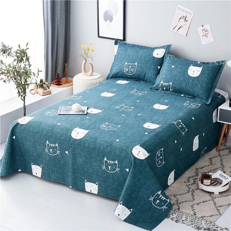 Student dormitories bunk beds Bedsheets Home Double beds All cotton Old coarse cloth Bedsheets Covered Pillowcase Three Sets Single