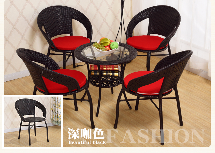Bàn ghế ban công ghế mía bàn cà phê phòng khách ba mảnh ngoài trời giải trí đồ nội thất kết hợp ghế mây ngoài trời năm mảnh - Bàn ghế ngoài trời / sân ghế mây ngoài trời
