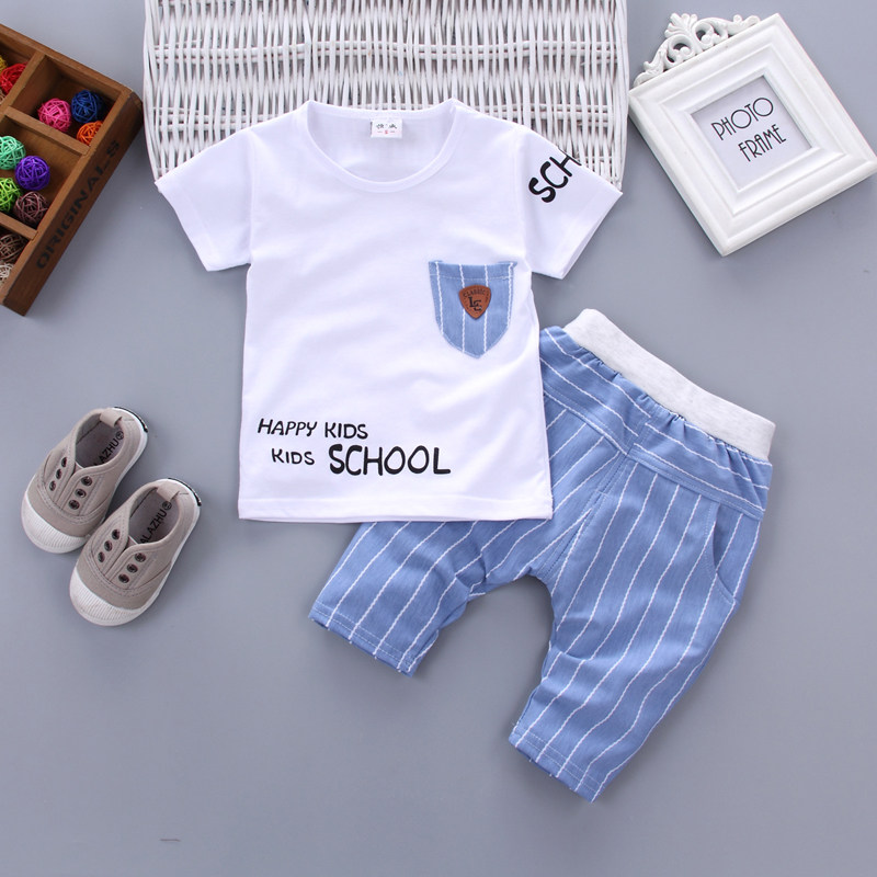 1-2-3-4岁半男童夏装2017新款宝宝t恤儿童短袖套装婴幼儿外出服潮