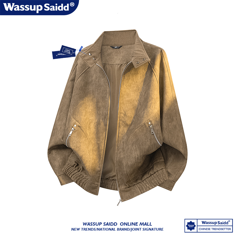 Wassup Saidd Leather Jacket Men's Retro Pu Leather Spring and Autumn High-End Stylish Casual Suit Jacket for Men