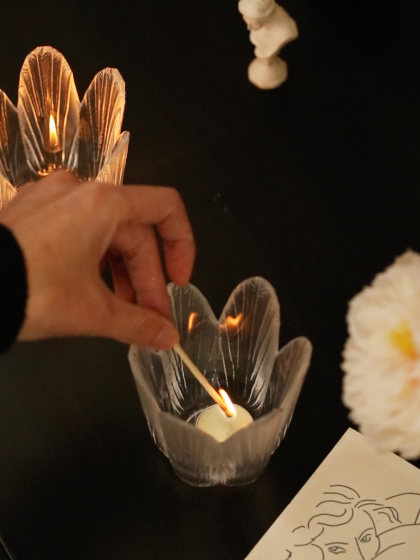 花朵玻璃烛台 化妆刷收纳筒 ins风法式装饰 氛围蜡烛光晚餐