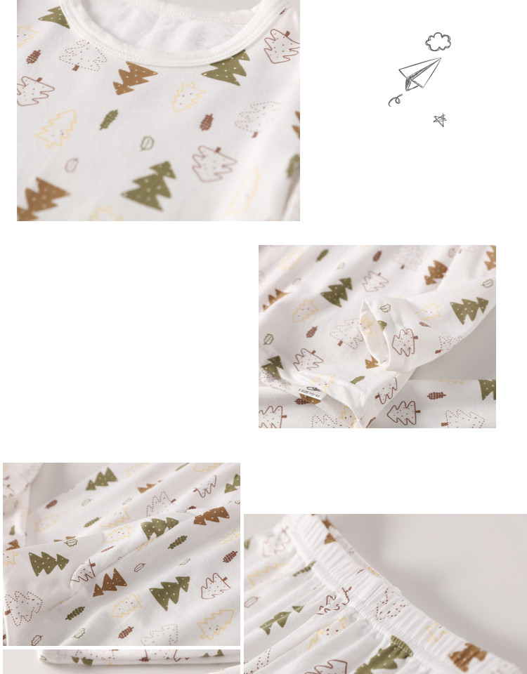 Cloud bud Modal đồ lót trẻ em thiết lập phần mỏng bé trai và bé gái mùa thu quần áo len cổ tròn cotton bộ đồ lót trẻ em