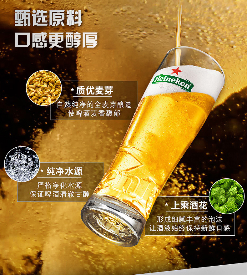 喜力 Heineken 经典易拉罐啤酒 500ml*24罐 图5