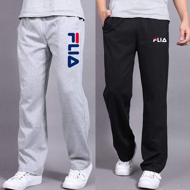 Trendy sports pants men's trousers autumn and winter plus velvet cotton straight-through casual pants loose knitted large size pants men