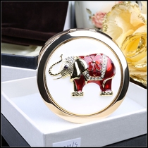Golden auspicious Elephant Double face with portable comb Makeup Cosmetic Cosmetic Mirror Metal Alloy Gift Box High-end Princess Great Love