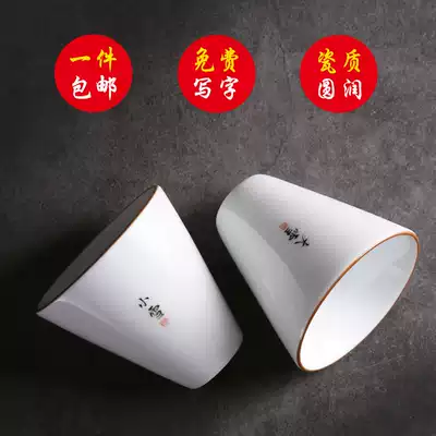Private custom sweet white teacup Handwritten ceramic master cup Tea cup Kung Fu tea with small Teacup Pu'er tea cup