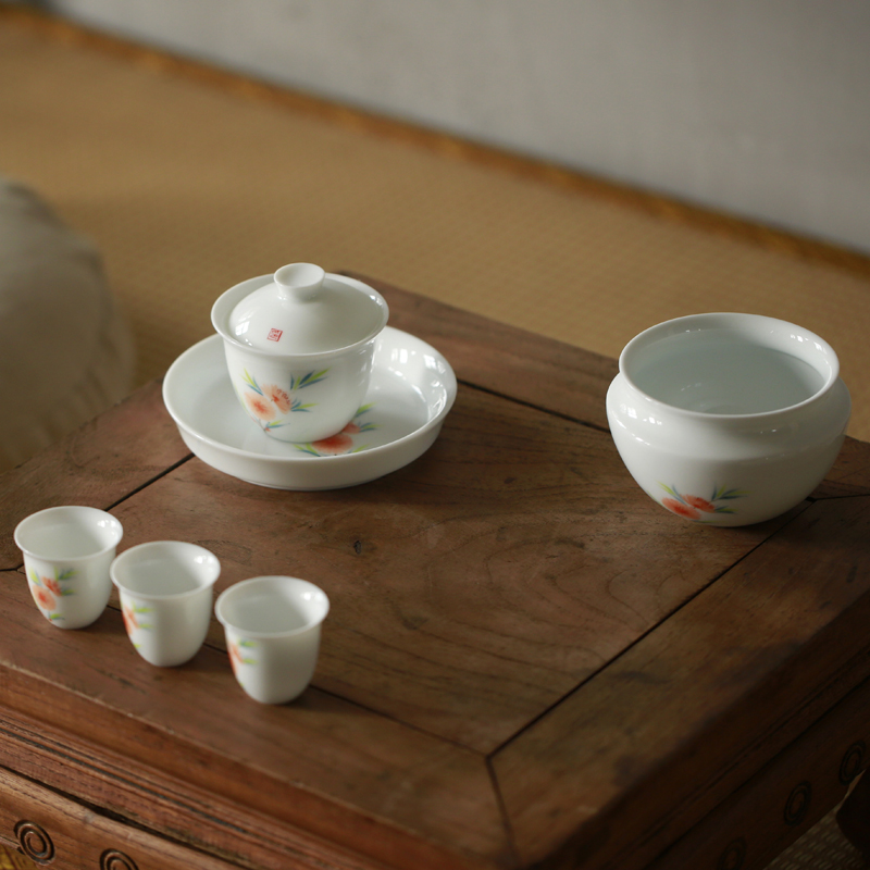 Hand Painted Triple cover Bowl Tea Cup Small Number Single Bubble Tea Bowl ceramic Not bronzed by hand Kung Fu tea set Home Handmade tea bowls