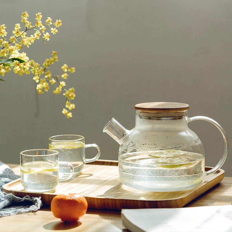 Japanese glass transparent fruit flower tea pot Teacup Candle warm tea High temperature afternoon tea set Tea filter