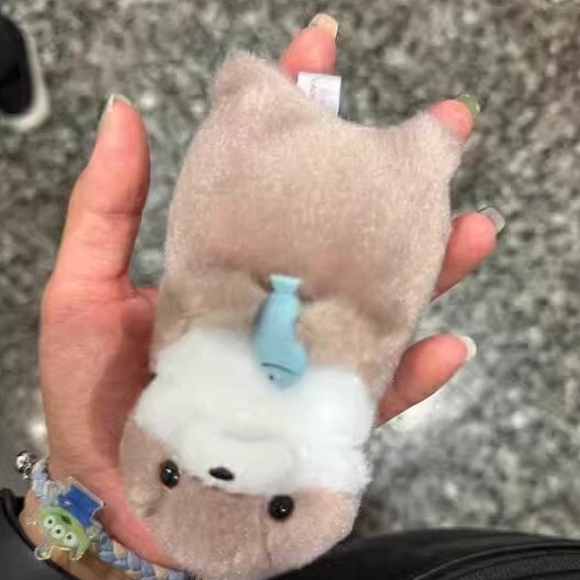 Otter Holding Fish Plush Doll Pendant Otter Pendant Cute Girl Heart Plush Keychain Pendant Creative Gift