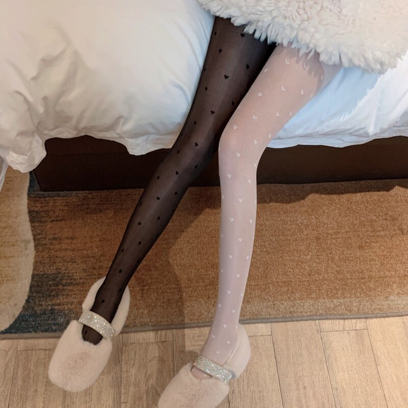 Extra Large Size Stockings, Fleece-Lined and Thickened, with Heart, Butterfly, and Polka Dot Patterns, Black Stockings, White Pantyhose for Tall People Extra Large Size Stockings, Fleece-Lined and Thickened, with Heart, Butterfly, and Polka Dot Patterns, Black Stockings, White Pantyhose for Tall People