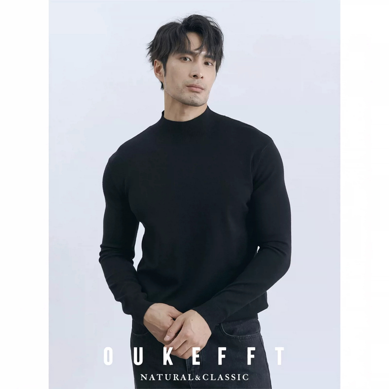 Leehom Autumn and Winter Wool Sweater Modal Half Turtleneck Base Layer Cashmere Black Knit 2026 Winter New Style Leehom Autumn and Winter Wool Sweater Modal Half Turtleneck Base Layer Cashmere Black Knit 2026 Winter New Style