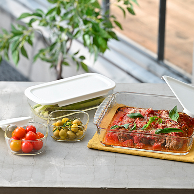 【 official store 】Hario Household Kitchen Microwaveable Glass Baking Dish and Cooking Bowl Set Hov