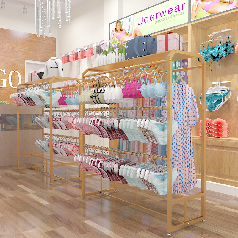 Golden Lingerie Middle Island Shelves Shop Models Pyjamas Bra racks Home Two-sided hanging underpants shelves