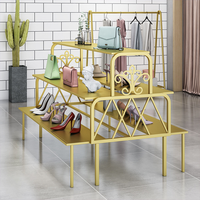 Shoe shelf shop floor-to-ceiling double-sided island cabinet display rack clothing store flow table multi-layer bag shelf shoe cabinet