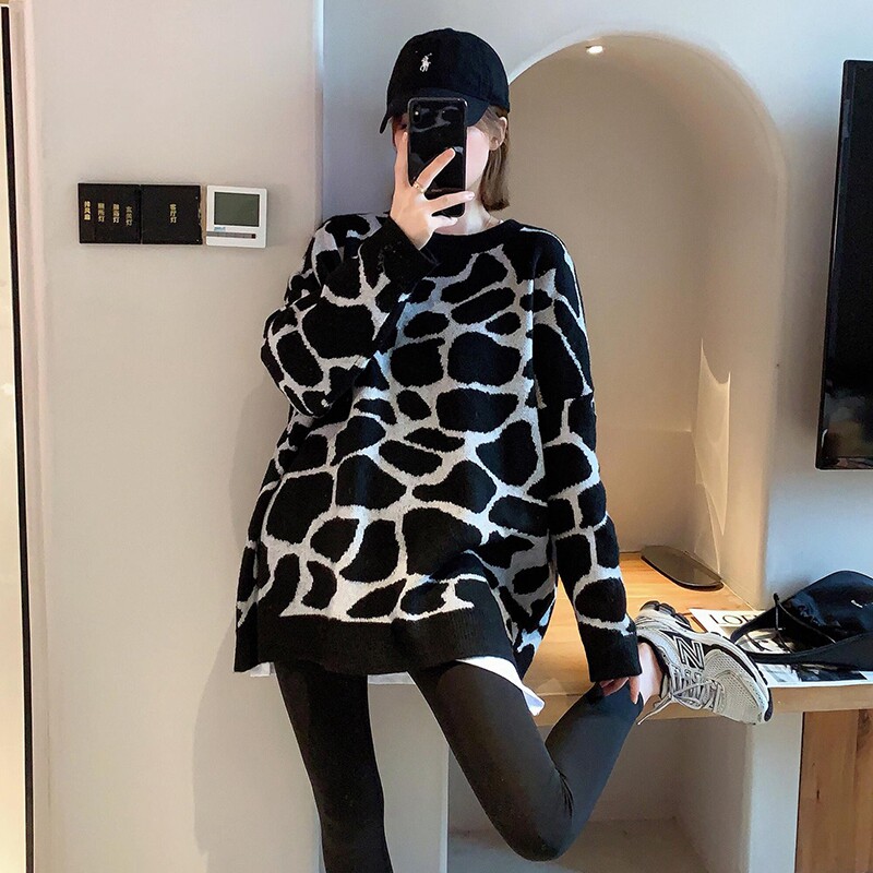Japanese pregnancy women dress autumn and winter money outside wearing fashion long sleeve blouse fur coat loose large size for pregnant hitchhiking in pregnant woman