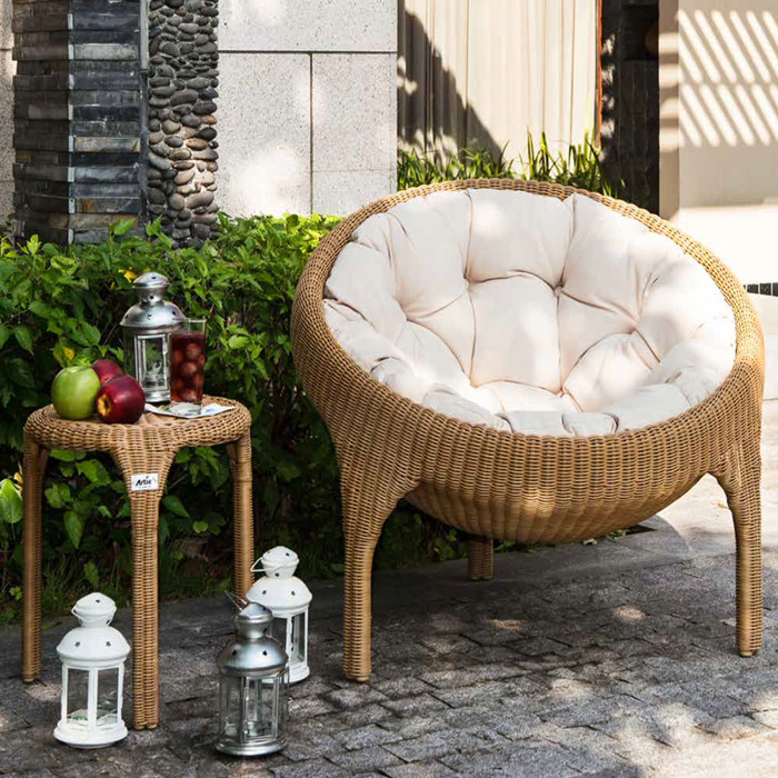 New outdoor furniture lazy rattan chair coffee table three-piece set balcony table and chair garden casual round sofa combination