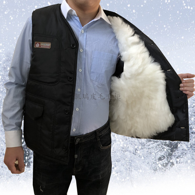 Sheepskin Vest for Men, Real Wool Vest, Thickened for Autumn and Winter, Warm Waistcoat, Dad's Outfit, Premium Quality, Free Shipping
