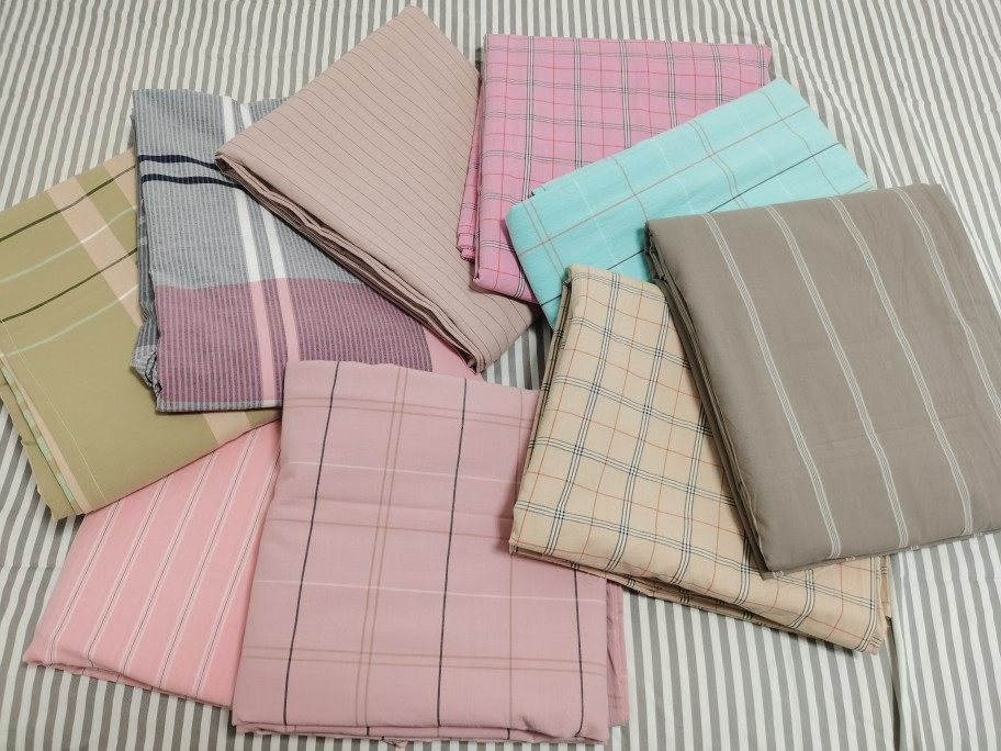 MUJI style yarn-dyed cotton washed cotton double right-angle bed sheet