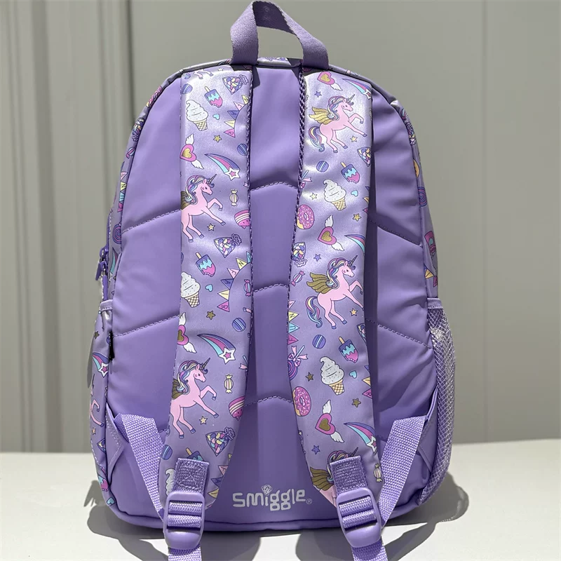 Австралийская школьная сумка Smiggle розовая лазерная лошадь через плечо многофункциональное хранение 1–6 первоклассников рюкзак набор для еды