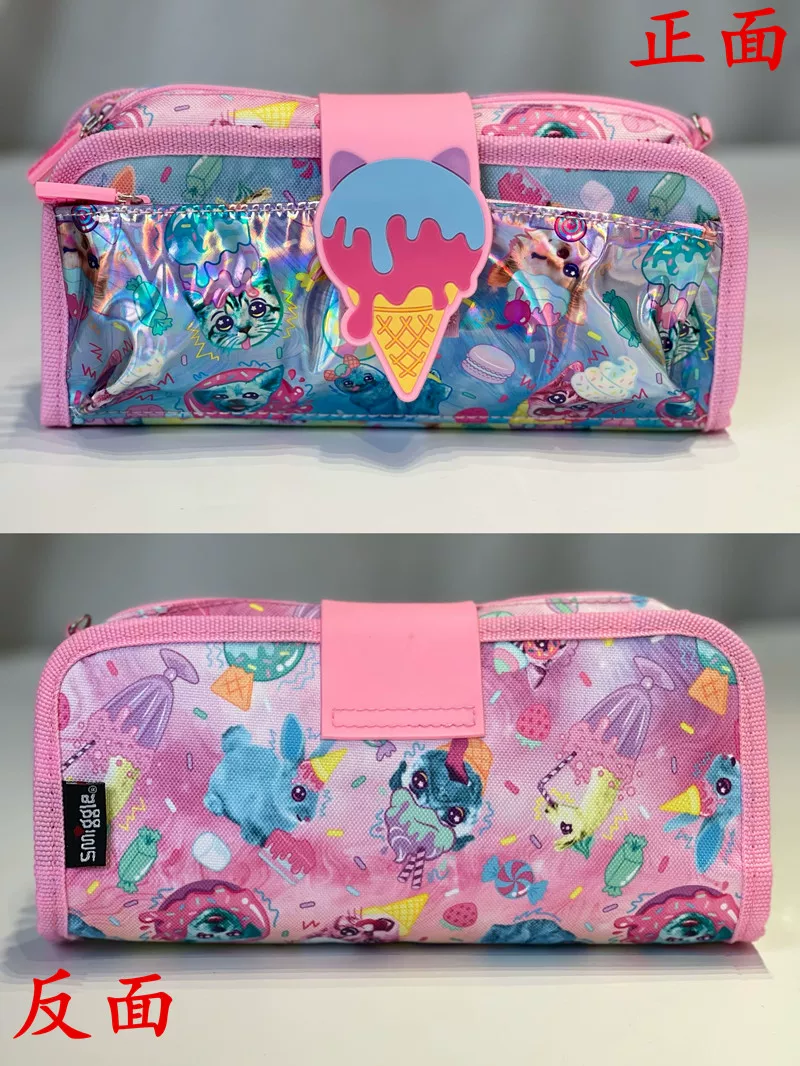 Green pencil case, double-layer storage system for students, children's pen
