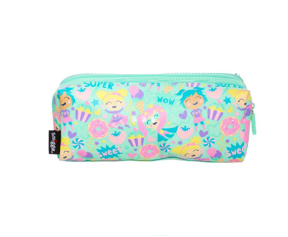 Green pencil case, double-layer storage system for students, children's pen