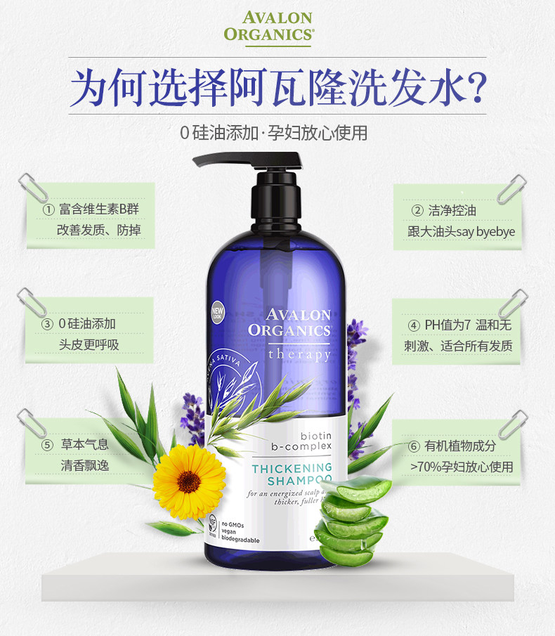 美国进口 阿瓦隆 维b族洗发水 946ml 强韧防掉发 图3
