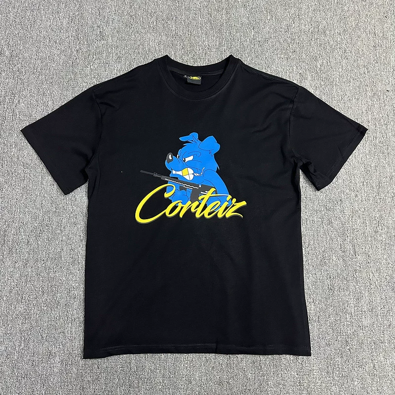 Американский Corteiz топы серия Alcatraz с HD-печатной графикой, Gothic Dark Style, короткий рукав, модная бренда одежда