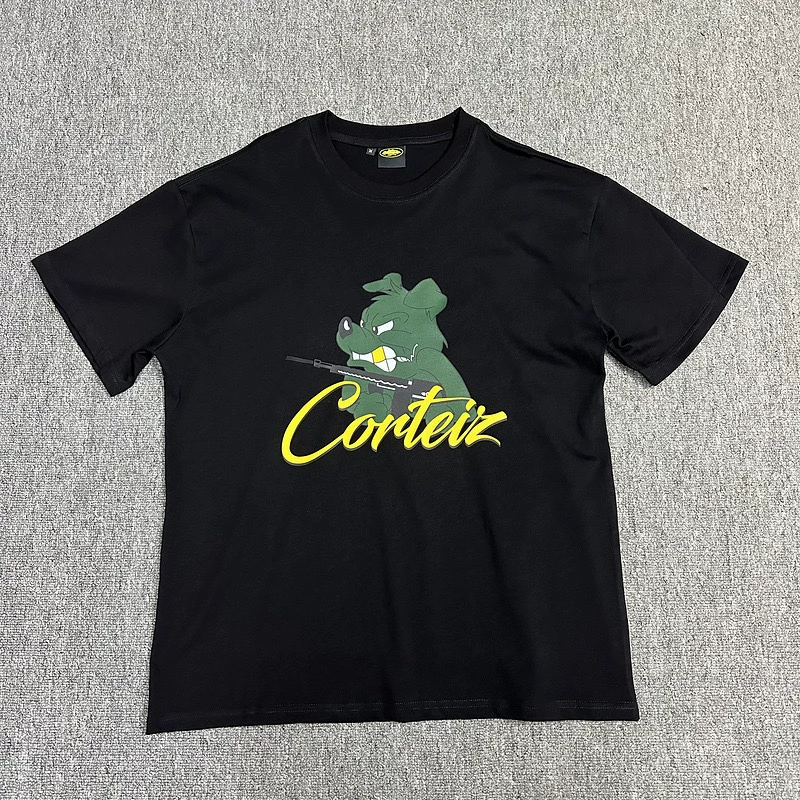 Американский Corteiz топы серия Alcatraz с HD-печатной графикой, Gothic Dark Style, короткий рукав, модная бренда одежда