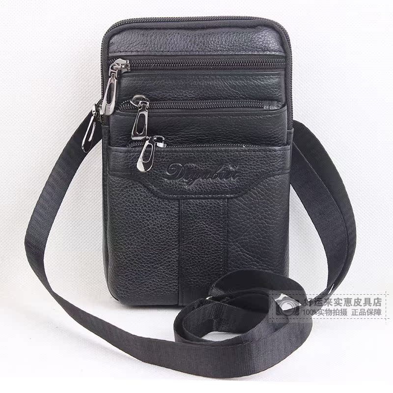 Da nam túi điện thoại di động kinh doanh ngoài trời vai đơn chéo đa chức năng Túi da 6 inch 7 inch đeo đai túi đựng điện thoại đeo hông