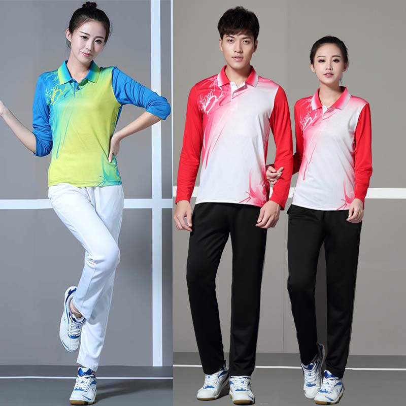 Autumn Winter Long Sleeve Badminton Suit for men and women Suit Qi Volleyball Clothes Long Pants Speed Dry Table Tennis Suit for Team Conqueror