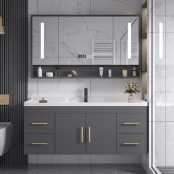 Accessible Luxury Solid Wood Ceramic All-in-One Basin Bathroom Cabinet Combination Toilet Basin Cabinet Bathroom Washing Table Wash Wash Basin
