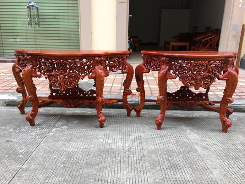 Đồ nội thất bằng gỗ gụ đặc biệt Redwood nửa mặt trăng nền tảng Rosewood nửa mặt trăng Nền gỗ hồng mộc Miến Điện nửa mặt trăng bàn tay chạm khắc - Bàn / Bàn 	bán bàn gỗ cổ điển	