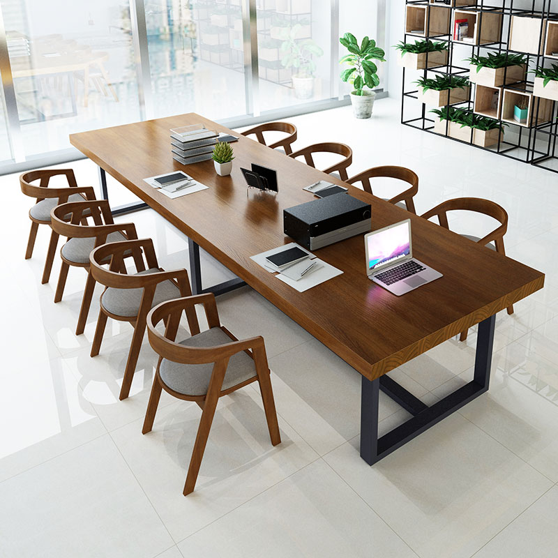 loft large solid wood conference table long table simple modern office training industrial wind computer negotiation table and chair combination