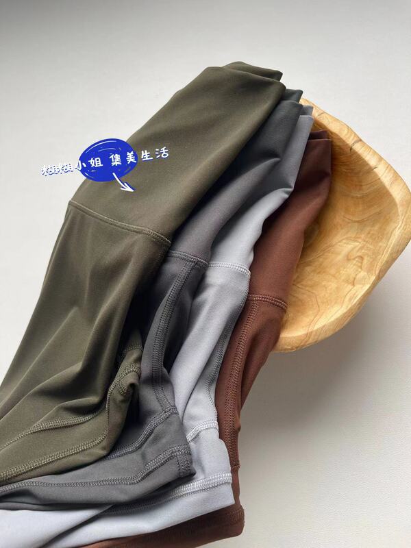 Five-Point Cycling Shorts Sage Green Yoga Pants Olive Green Spring/Summer Naked-Feel High-Waisted Butt-Lifting Leggings L Brand Alternative